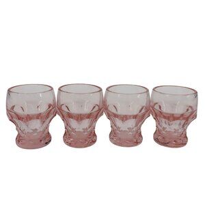 VTG Cambridge Georgian Set of 4 Pink Heather Bloom Shot Glasses 2.7in Barware